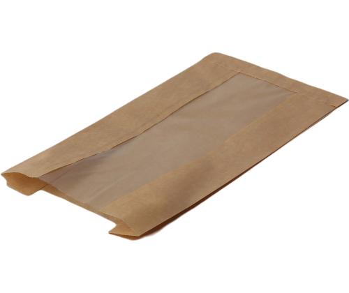 Paberkotid aknaga 1/2kg 33x18x6cm 500tk (pruunid)