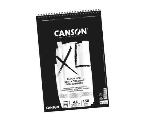 Joonistusplokk Canson XL Dessin A4/150g 40 lehte spiraaliga must