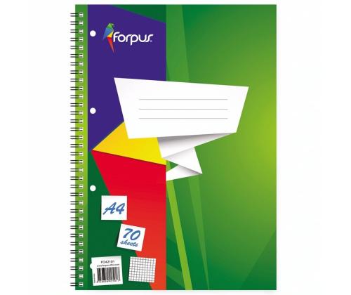 Kaustik spiraalköites A4 FORPUS ruuduline augustusega mikroperf-ga kartongkaaned 60 lehte