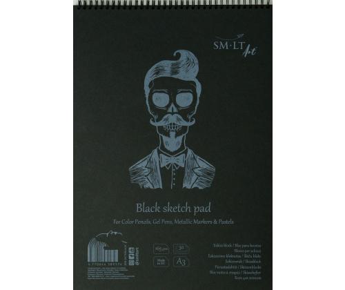 Joonistusplokk spiraalköites SMLT Art A3 165g 30 lehte must