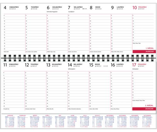 Lauakalender DUO, korraga avatud 2 nädalat, spiraalköide 00305