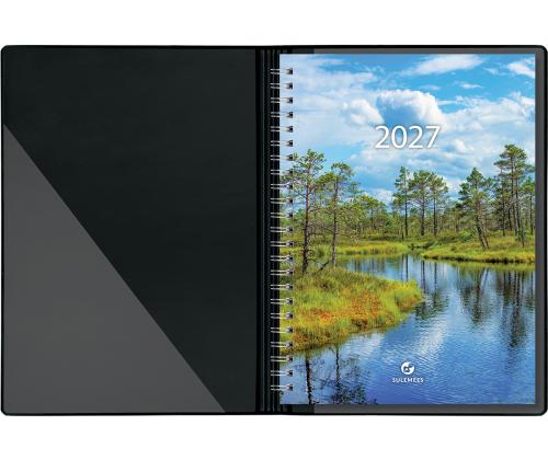 Raamatkalender BOSS A5 Nädal, horisontaal, spiraalköide plastkaaned (SININE) 00032/40051