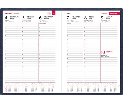 Raamatkalender NÄDAL A5, vertikaal, kõvaköide (TUMESININE) 00040/40065