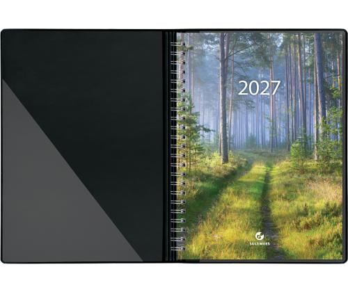 Raamatkalender Boss A5, NÄDAL vertikaal, spiraalköide, plastkaaned (MUST) 00039/40070