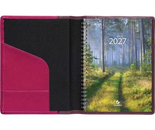Raamatkalender Boss A5, NÄDAL vertikaal, spiraalköide, LUX kaaned (TUMEPUNANE) 00043/40071
