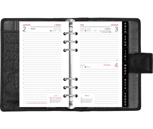 Time-Master kalender Compact A6 PÄEV, täisnahk (MUST) 00613/40181