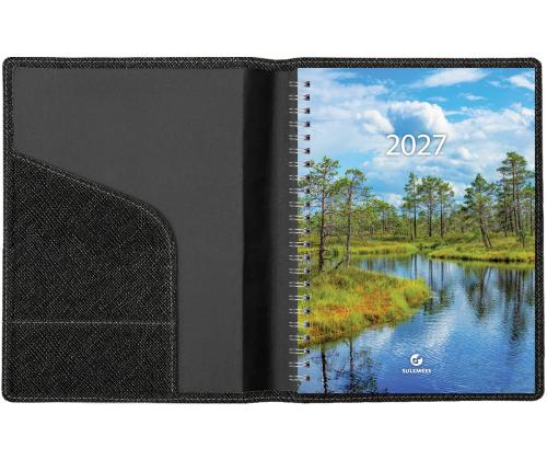 Raamatkalender BOSS A5 Nädal, horisontaal, spiraalköide, FASHION kaaned (MUST TORA) 00071/40277