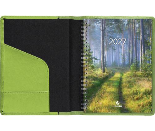 Raamatkalender Boss A5, NÄDAL vertikaal, spiraalköide, LUX kaaned (OLIIVIROHELINE) 00043/40301