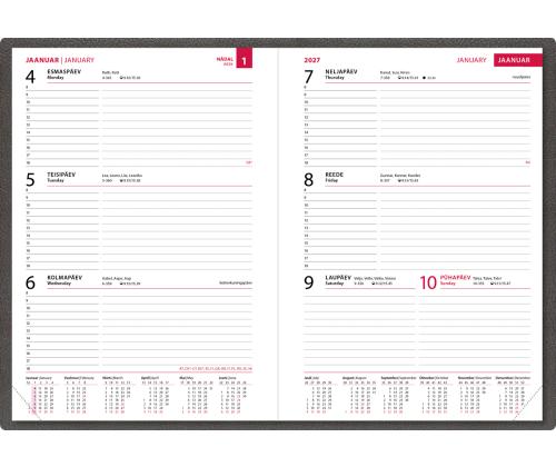 Raamatkalender NÄDAL A5, horisontaal, kõvaköide, (HALL) 00030/40355
