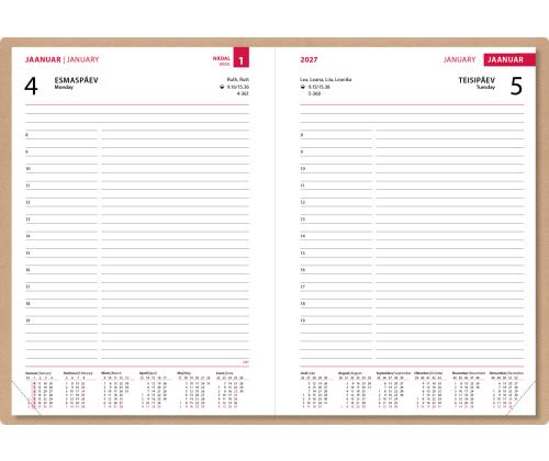 Raamatkalender PÄEV A5, kõvaköide, kunstnahk (BEEŽ) 00034/40419