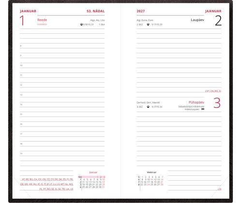 Raamatkalender PÄEV B6, kõvaköide, FASHION kaaned (MUST) 00260/40485