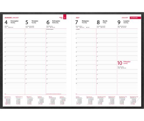 Raamatkalender NÄDAL A4 vertikaal, kõvaköide (MUST) 00065/40653