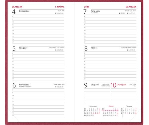 Raamatkalender NÄDAL B6, kõvaköide, Fashion kaaned (ROOSA) 00265/40656