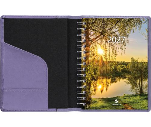 Raamatkalender Boss A5 PÄEV, spiraalköide, LUX kaaned, (LILLA) 00041/40806
