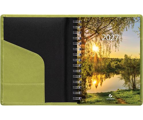 Raamatkalender Boss A5 PÄEV, spiraalköide, Comfort kaaned (OLIIVIROHELINE) 00037/41094