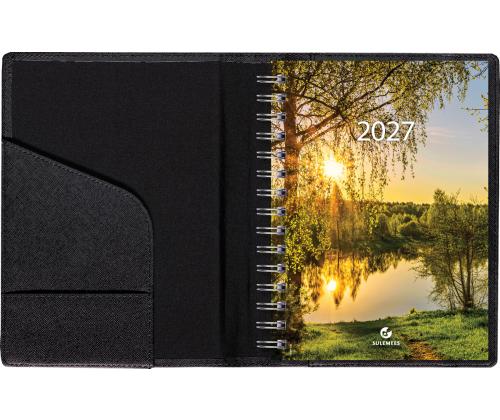 Raamatkalender Boss A5 PÄEV, spiraalköide, SHINE kaaned (MUST) 00084/41134