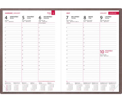 Raamatkalender NÄDAL A5, vertikaal, kõvaköide (PRUUN) 00040/41151