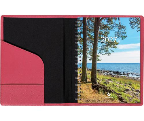 Raamatkalender BOSS Nädal A5 Universal, spiraalköide, shine kaaned (PUNANE) 00056/41169