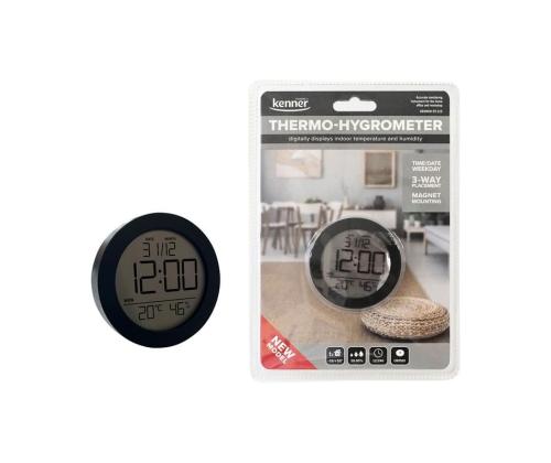 Digitaalne sisetermomeeter-kell-hügromeeter KENNER 1tk