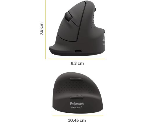 Arvutihiir juhtmeta FELLOWES Breyta Plus Vertical M suurus