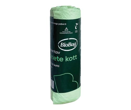 Prügikott 10L (420x360+100mm) 15 mic biolagunev komposteeritav BIOBAG 10 tk