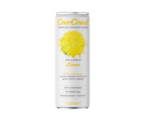 COCOCOAST Lemon kookosvesi 0,32l (gaseeritud, purk)