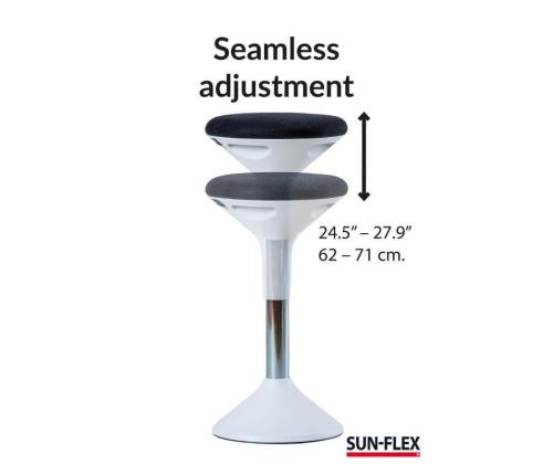 Aktiivtool SUN-FLEX Active 62-71cm, iste D-310mm, jalg D-290mm, kaal 5,6kg Black-must kangas, valge jalg