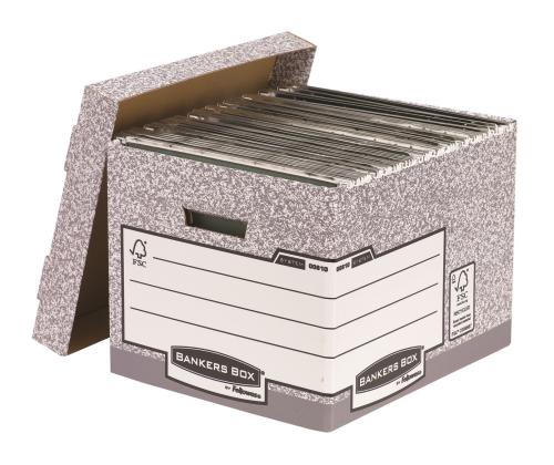 Arhiivikast kaanega FELLOWES 325x285x385mm hall/valge