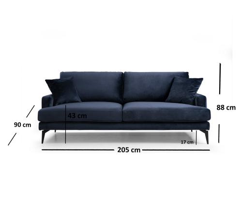 Papira 3 Seater - Navy Blue