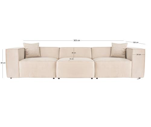 Lora 3 Seater - Cream