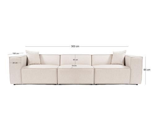 Lora 3 Seater - Light Brown