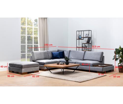 Tulip Corner Left Without Pouf - Dark Grey