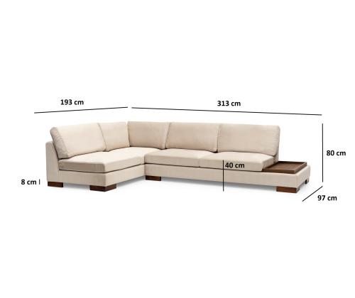 Tulip Corner Left Without Pouf - Beige