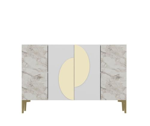 Afra KM120 - White, Ephesus Marble, Gold
