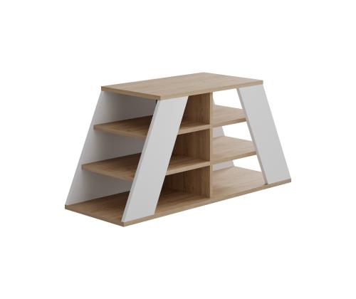 Pyramid Shoe Bench - Oak, White