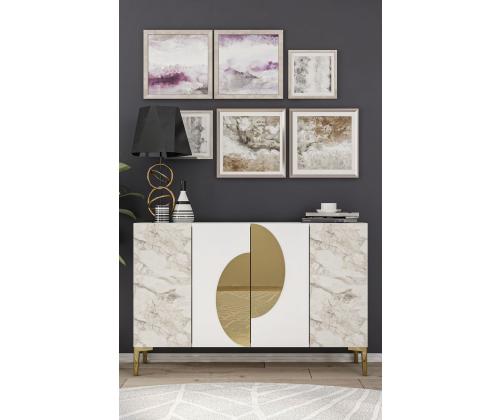 Afra KM120 - White, Ephesus Marble, Gold