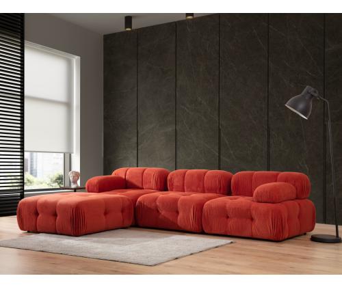 Doblo 3 Seater with Pouffe ( L1-O1-1R-Pouffe) - Red