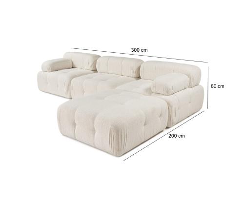 Doblo 3 Seater with Pouffe ( L1-O1-1R-Pouffe) - Cream