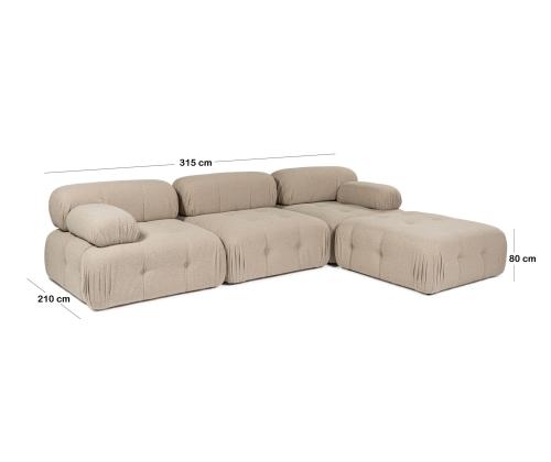 Doblo 3 Seater with Pouffe ( L1-O1-1R-Pouffe) - Peach