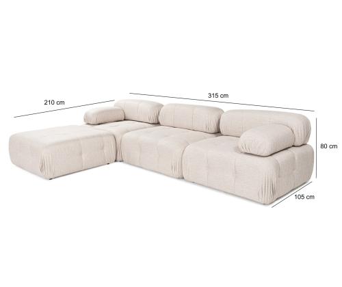 Doblo 3 Seater with Pouffe ( L1-O1-1R-Pouffe) - Light Brown