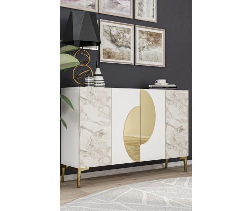 Afra KM120 - White, Ephesus Marble, Gold