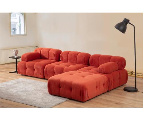 Doblo 3 Seater with Pouffe ( L1-O1-1R-Pouffe) - Red