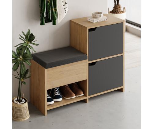 Haven Shoe Bench - Oak, Anthracite