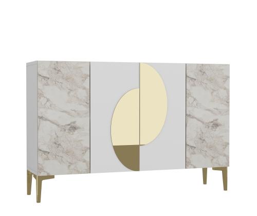 Afra KM120 - White, Ephesus Marble, Gold