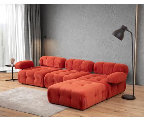 Doblo 3 Seater with Pouffe ( L1-O1-1R-Pouffe) - Red