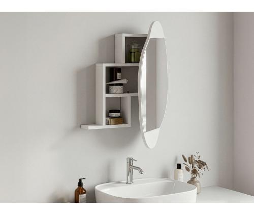 Cloud Storage Bathroom Wall Mirror - White