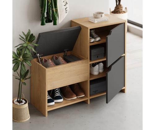 Haven Shoe Bench - Oak, Anthracite