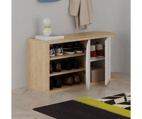 Nova Shoe Bench - Oak, White