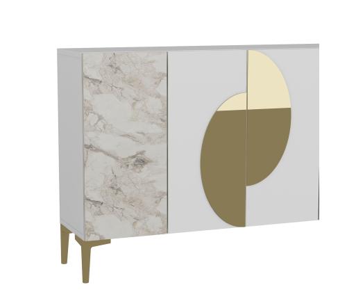 Afra KM120 - White, Ephesus Marble, Gold
