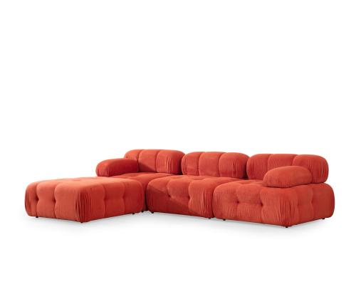 Doblo 3 Seater with Pouffe ( L1-O1-1R-Pouffe) - Red